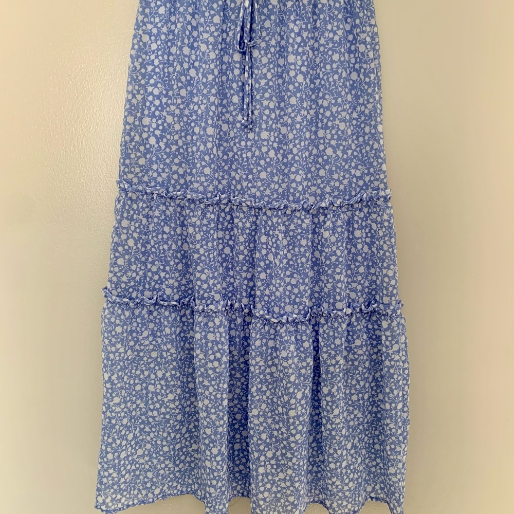 Blue midi floral skirt